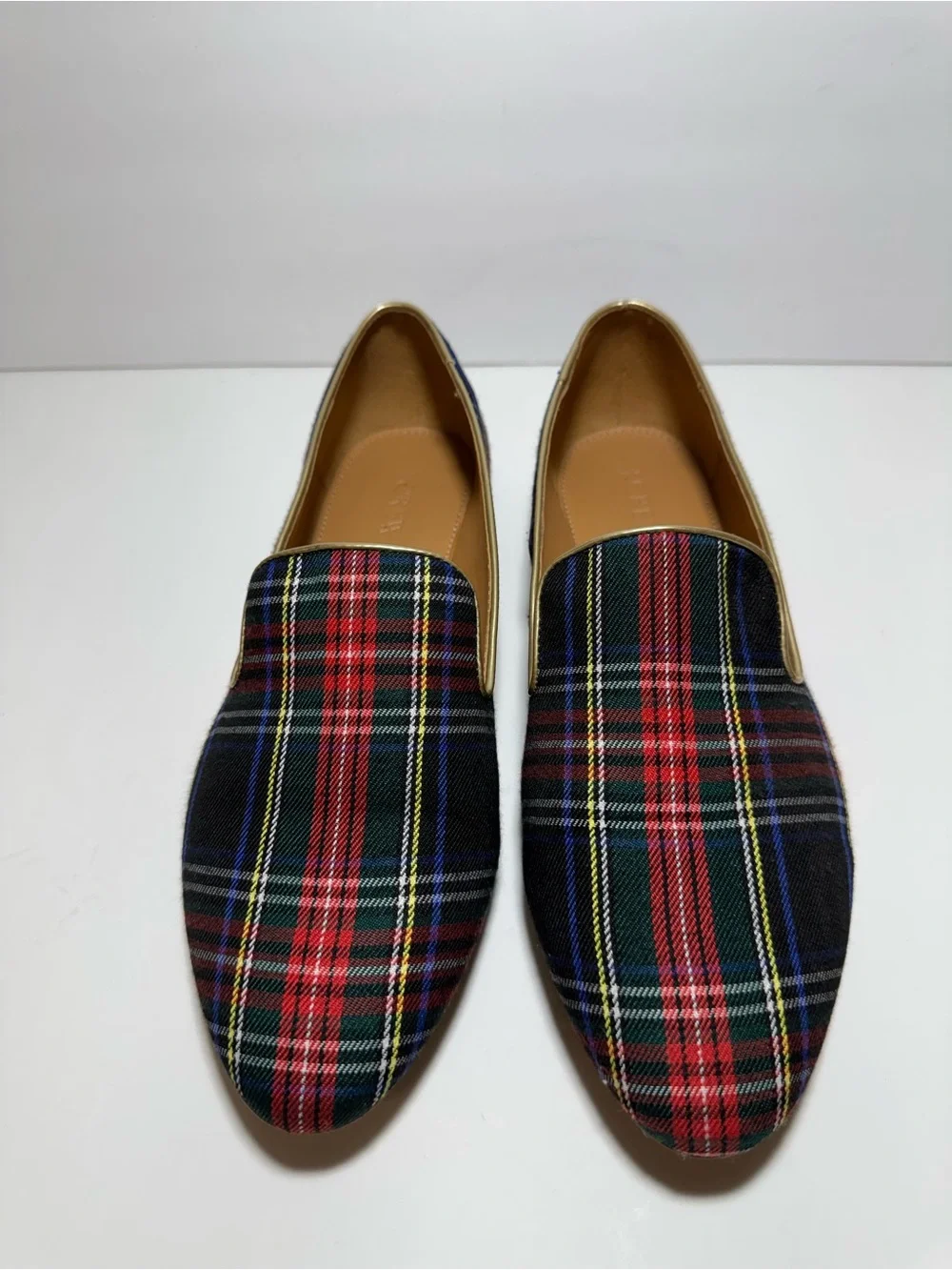J.Crew Casual Slip-On Stewart Plaid Smoking Slippers Loafers Flats Size 10